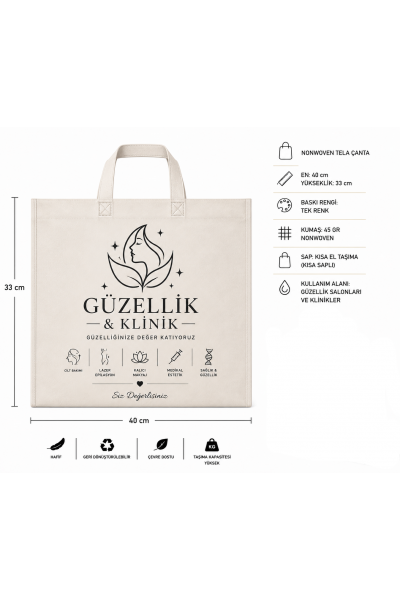 Sağlık Güzellik Sektörü Bez Çanta 40x33 cm 7 cm Körüklü Saplı 2500 Adet