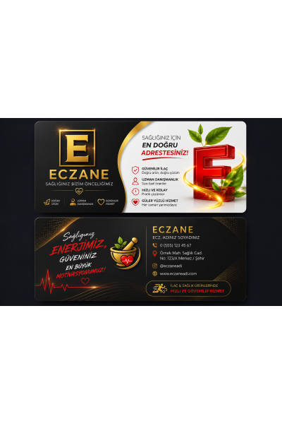Kalın Gramaj Enerjik Eczane Kartvizit Kabartmalı Laklı 1000 Adet 700 gr