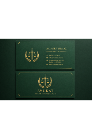 Avukat Kartviziti Yeşil Altınyaldız Kabartmalı ve Laklı 1000 Adet 