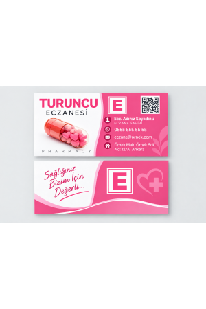 Eczane Kartviziti 1000 Adet | Ön Arka Pembe Baskı ve Kişiye Özel Tasarım