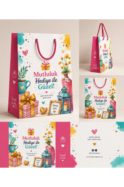 Hediyelik Eşya Mağazaları Karton Çanta 25x37x8 cm 500 Adet