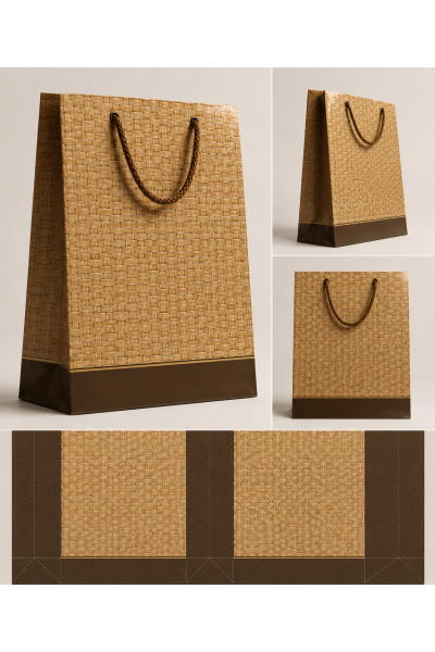 Hasır Desen Karton Çanta 25x37x8 cm 500 Adet