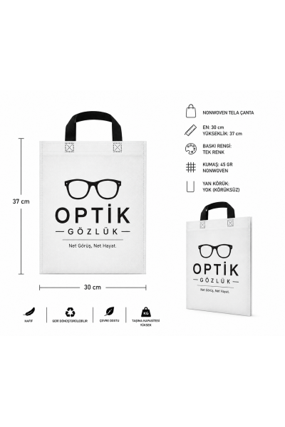 Optik ve Gözlük Mağazası Bez Çanta 30x37 cm Saplı  3300 Adet