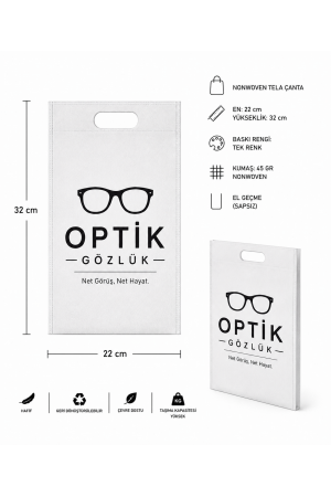 Optik ve Gözlük Mağazası Bez Çanta 22x32 cm 6000 Adet Optik ve Gözlük Mağazası Bez Çanta 22x32 cm 6000 Adet
