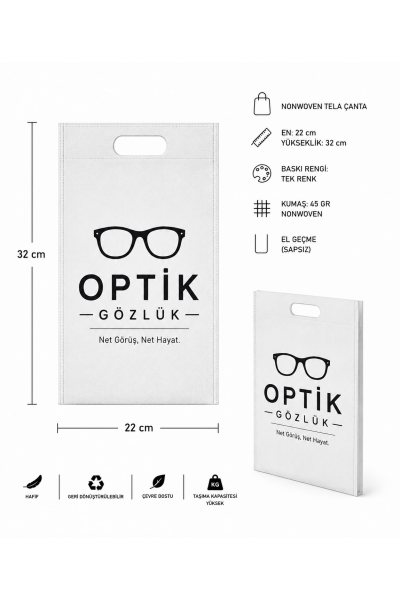 Optik ve Gözlük Mağazası Bez Çanta 22x32 cm 6000 Adet