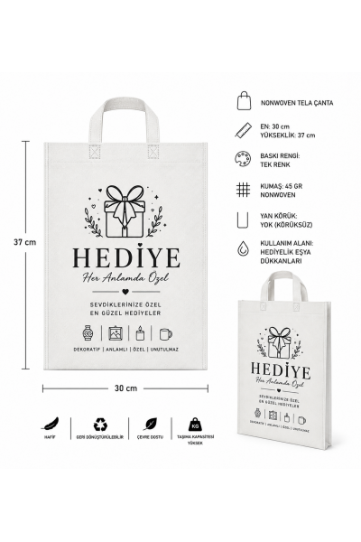 Hediyelik Eşya Mağazası Bez Çanta 30x37 cm Saplı  3300 Adet