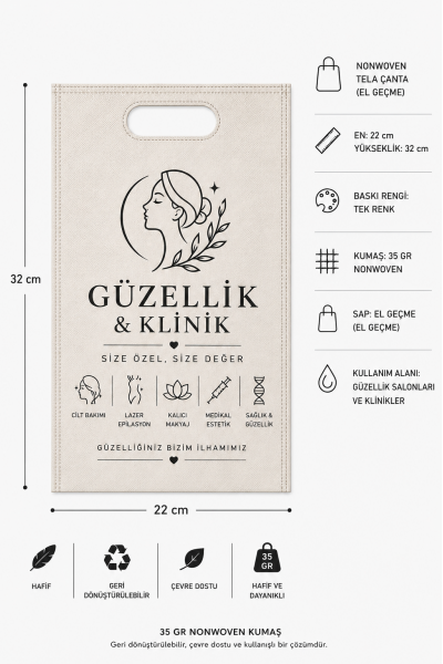 Sağlık Güzellik Sektörü Bez Çanta 22x32 cm 6000 Adet 35 gr