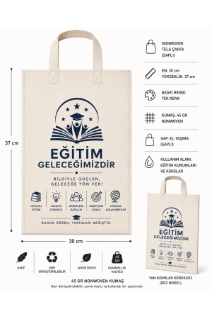 Eğitim Kurumları Bez Çanta 30x37 cm Saplı 3300 Adet Eğitim Kurumları Bez Çanta 30x37 cm Saplı 3300 Adet