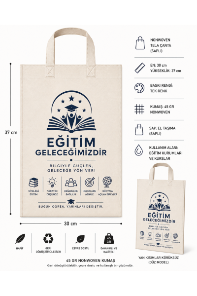 Eğitim Kurumları Bez Çanta 30x37 cm Saplı  3300 Adet