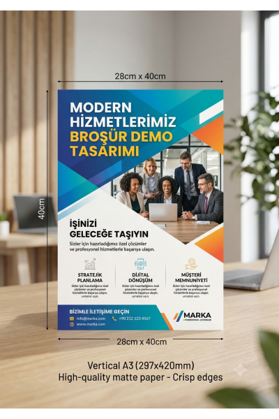 Broşür 115 gr Kuşe Çift Yön Baskı A3 | Kaliteli Reklam Broşürü