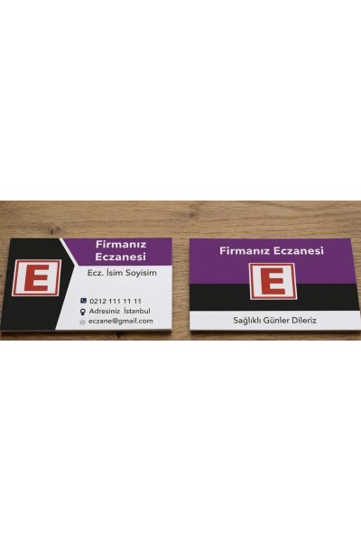 Eczacı Kartviziti E Logo Mor Siyah Beyaz 1000 Adet