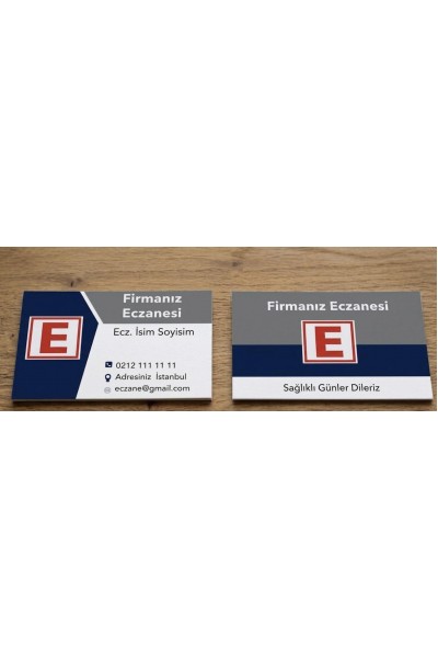 Eczacı Kartviziti E Logo Lacivert Gri Beyaz 1000 Adet