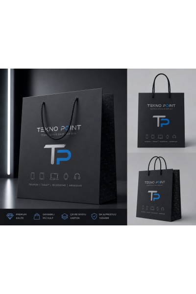 Telefon ve Teknoloji Mağazası Karton Çanta 17x24x7 cm 500 Adet