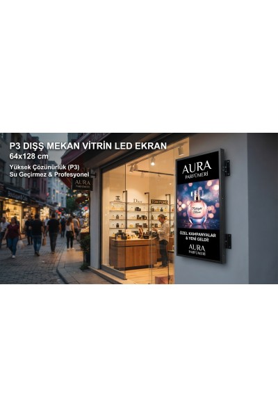 P3 LED-Vitrinenbildschirm 64 x 128 cm – Professionelle Außenwerbung