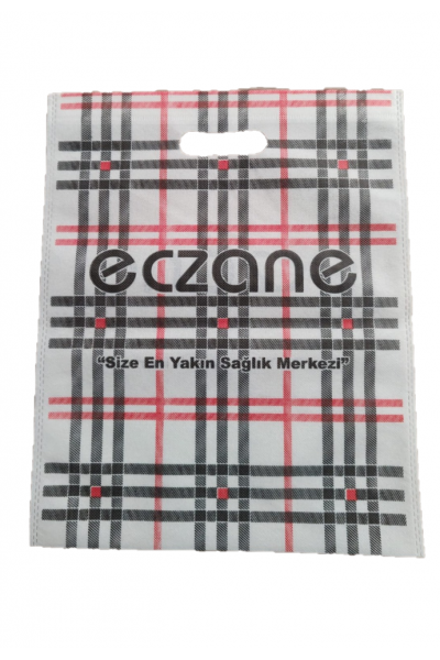 Eczane Çantası Ekose El Geçme Büyük Bez Çanta 30x37 1000 li Paket
